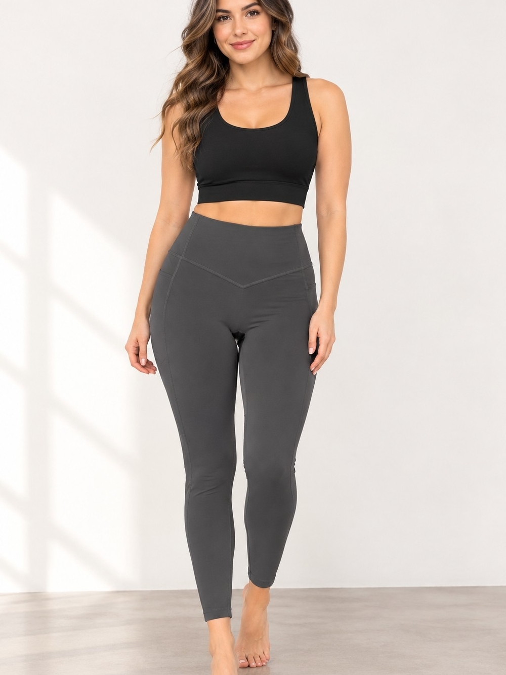 HALARA High-Waist V-Seam Leggings - Dark Gray